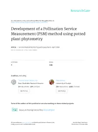 Development of a Pollination Service Measurement (PSM) Method Using Potted Plant Phytometry