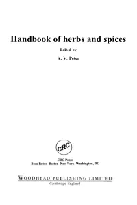 Handbook of Herbs and Spices