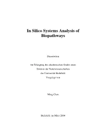 In Silico Systems Analysis of Biopathways