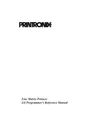 Line Matrix Printers LG Programmer's Reference Manual