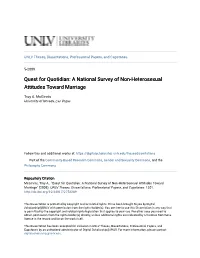 Quest for Quotidian: a National Survey of Non-Heterosexual Attitudes Toward Marriage