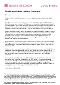 Royal Commissions: Making a Comeback?