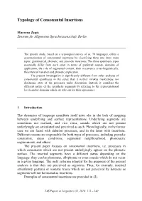 Typology of Consonantal Insertions