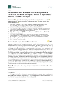Vasopressors and Inotropes in Acute Myocardial Infarction Related Cardiogenic Shock: a Systematic Review and Meta-Analysis
