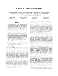 C-Store: a Column-Oriented DBMS