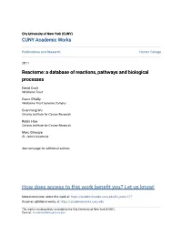 Reactome: a Database of Reactions, Pathways and Biological Processes