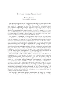 The Recent History of Model Theory