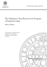 The Vladimirov Heat Kernel in the Program of Jorgenson-Lang