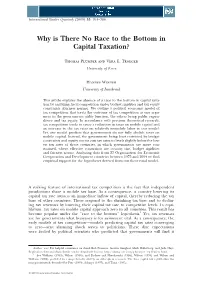 Why Is There No Race to the Bottom in Capital Taxation? Tax Competition Between Countries Of