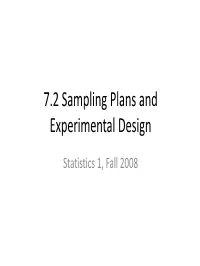 7.2 Sampling Plans and Experimental Design