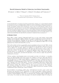 Benefit Estimation Model for Pedestrian Auto Brake Functionality