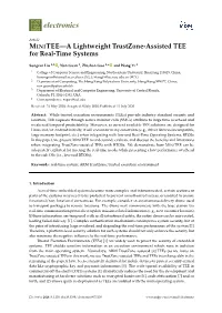 MINITEE—A Lightweight Trustzone-Assisted TEE for Real-Time Systems
