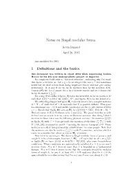 Notes on Siegel Modular Forms