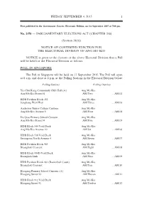 Notice of Contested Election for the Electoral Division of Ang Mo Kio
