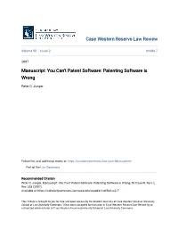 Patenting Software Is Wrong