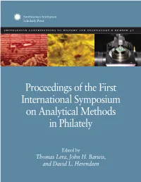 Proceedings of the First International Symposium on Analytical Methods in Philately