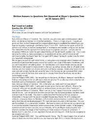 Written Answers to Questions Not Answered at Mayor's Question Time on 30 January 2013