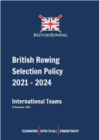 British Rowing Selection Policy 2021 - 2024