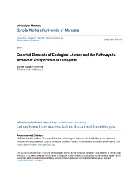 Essential Elements of Ecological Literacy and the Pathways to Achieve It: Perspectives of Ecologists