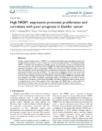 High NRBP1 Expression Promotes Proliferation and Correlates With