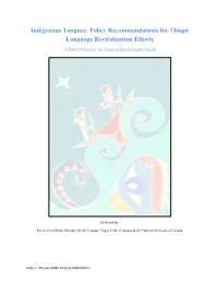Policy Recommendations for Tlingit Language Revitalization Efforts