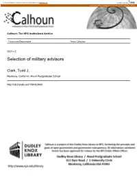 Selection of Military Advisors