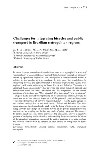 Challenges for Integrating Bicycles and Public Transport in Brazilian Metropolitan Regions
