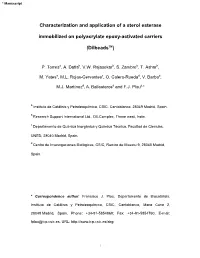 Characterization and Application of a Sterol Esterase Immobilized on Polyacrylate Epoxy-Activated Carriers