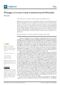 Heidegger As Levinas's Guide to Judaism Beyond Philosophy