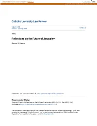 Reflections on the Future of Jerusalem*