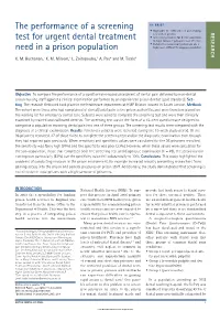 The Performance of a Screening Test for Urgent Dental Treatment Need In