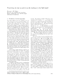 Typesetting the Qur'an and Its Specific Challenges to the TEX Family∗