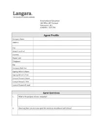Agent Profile Company Name