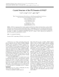 Crystal Structure of the PX Domain of SNX27