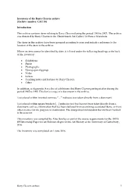 Inventory of the Barry Cleavin Archive (Archive Number: CAG 56)