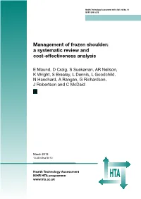 Management of Frozen Shoulder: a Systematic Review and Cost-Effectiveness Analysis
