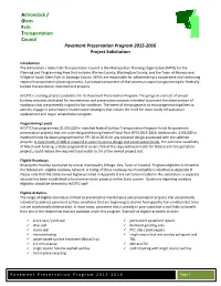 Pavement Preservation Program 2015-2016 Project Solicitation