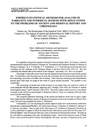 To the Problems of Ancient and Medieval History and Chronology