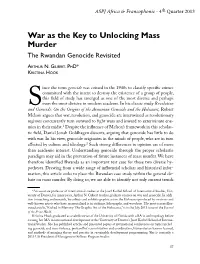 War As the Key to Unlocking Mass Murder the Rwandan Genocide Revisited