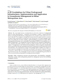 A 3D Geodatabase for Urban Underground Infrastructures: Implementation and Application to Groundwater Management in Milan Metropolitan Area