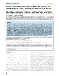 Alliance of Proteomics and Genomics to Unravel the Specificities of Sahara Bacterium Deinococcus Deserti