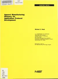 Apparel Manufacturing Glossary for Application Protocol Development