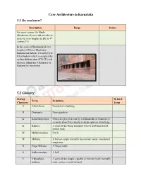 Cave Architecture in Karnataka 5.1 Do You Know? 5.2 Glossary