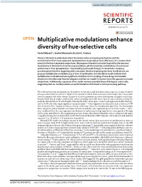 Multiplicative Modulations Enhance Diversity of Hue-Selective Cells Paria Mehrani✉, Andrei Mouraviev & John K