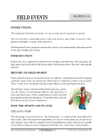 T and Field Events Information Packet