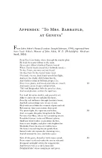 Appendix: “To Mrs. Barbauld, at Geneva”