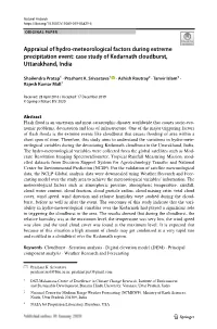 Appraisal of Hydro-Meteorological Factors During Extreme Precipitation Event: Case Study of Kedarnath Cloudburst, Uttarakhand, I