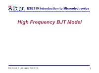 High Frequency BJT Model