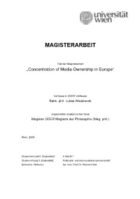Master Thesis: Concentration of Media Ownership in Europe