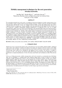 Mobility Management Techniques for the Next Generation Wireless Networks